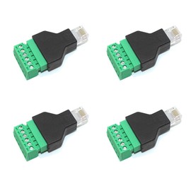Teansic 4PCS 6P6C RJ12 to 6 Pin Screw Terminals,Ethernet RJ12 Male Plug to 6 Pin Solderless Adapter