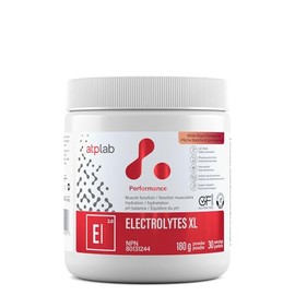 ATP LAB - Electrolytes XL 180g Powder, 30-Servings - Helps Maintain Normal Muscle Function, Immune Function, Hydration, pH Balance - Healthy Bones, Hair, Nail & Skin - White Peach Pomegranate Flavour