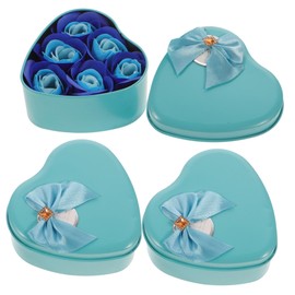 WOONEKY Mothers Day 3pcs Heart Soap Flower Set Rose Petal Soap Box Elegant Flower Soap Box for Women