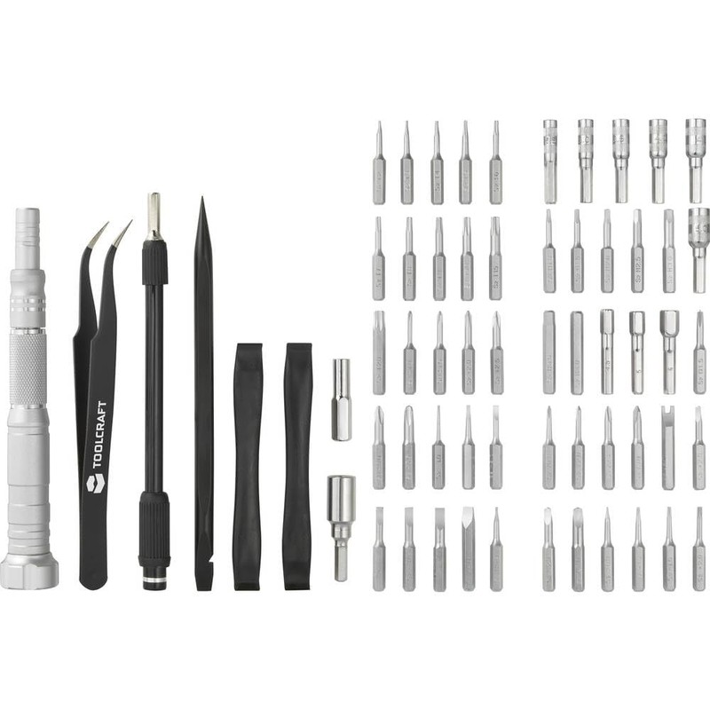 TOOLCRAFT Workshop, Electronic and Precision Mechanics Bit Screwdriver 62 Pieces