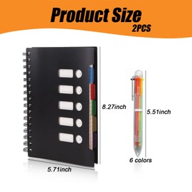 KUBDPQOR Notebook A5, Notebook with Index and Pen, Notepad A5 & Spiral Book A5 5.7 x 8.27 Inches 300 Pages, Notepad for Work, School, College Essentials