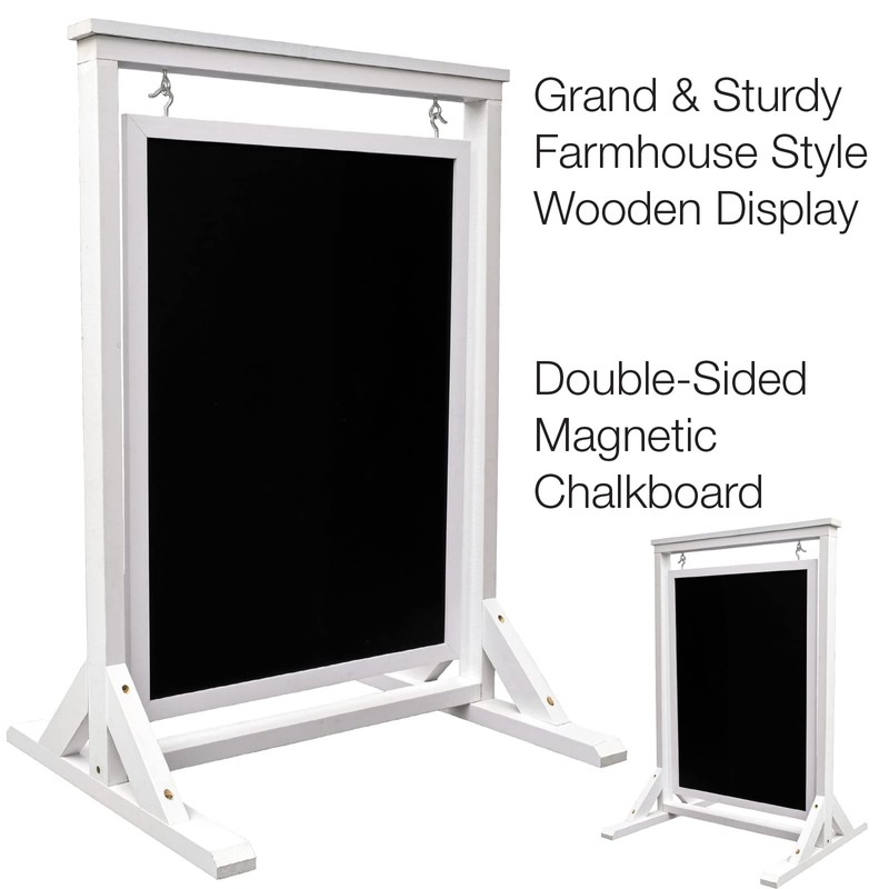 30"x21" Swinging Wood Chalkboard (White)