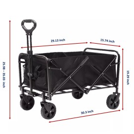 Unbranded Folding Utility Wagon, Metal Frame, Adjustable Handle, Heavy-Duty, Collapsible - 330 LB