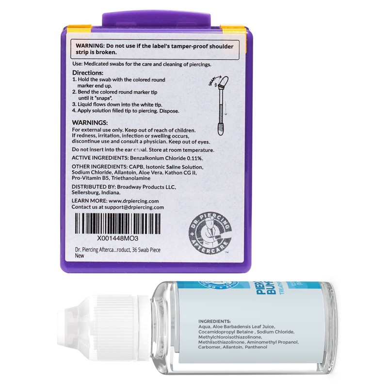 Dr. Piercing Aftercare Swabs Bundle with Keloid Bump Removal Drops