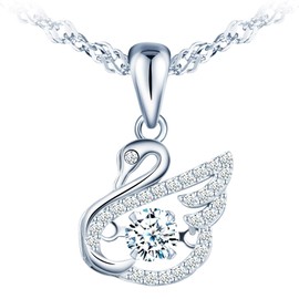 MICMIF Swan Necklaces for Women Girls 925 Sterling Silver Swan Pendant with Dalzzing Cubic Zirconia Jewelry for Women Wife Mom Girlfriend Daughter Teenage Girls