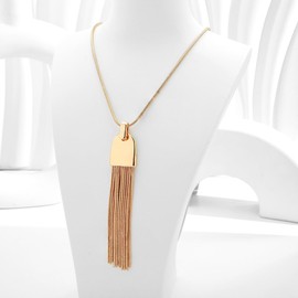 LILIE&WHITE Long Gold Plated Tassel Necklace for Women - Sleek Pendant Design - Fashion Jewellery for Everyday Wear & Special Occasions
