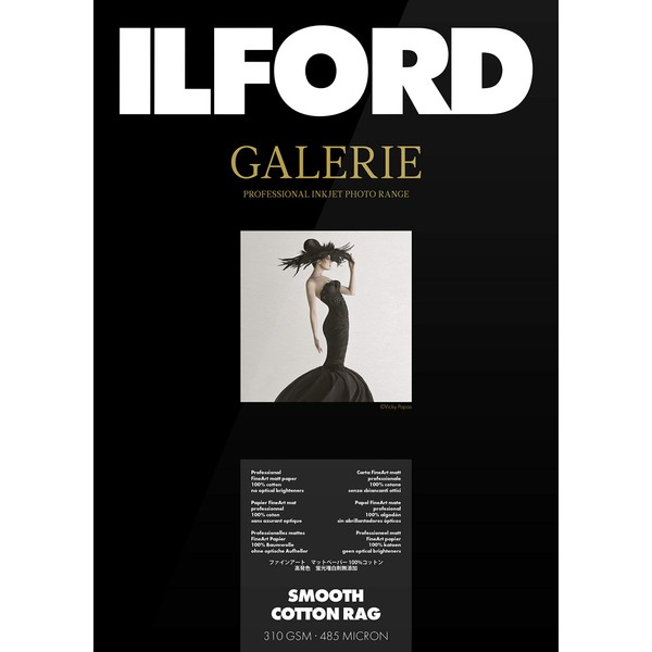 ILFORD GALERIE Smooth Cotton Rag, 310GSM, GPSC, 5 x 7 Inches - 127 x 178 mm, 50 Sheets, Inkjet Paper, Photo Paper