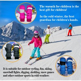 Guantes de esquí para niños, guantes de nieve de invierno, guantes de nieve para niños pequeños, guantes impermeables para niños y niñas (azul 2-4 años)