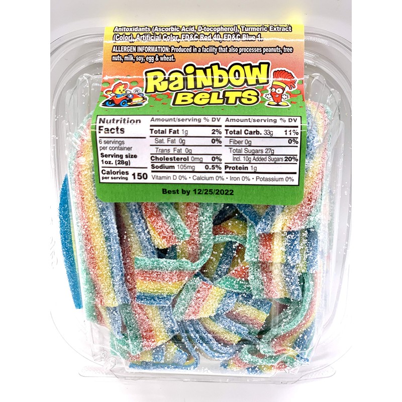 Alamo Candy -1 Count Sour Belts Peelable (Rainbow Belts)