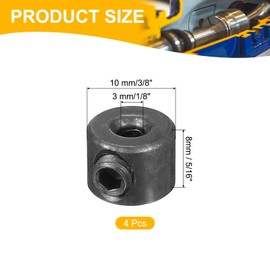 PATIKIL Bore 3 mm Shaft Collar 10 mm OD 8 mm Thickness, 4 Pack Carbon Steel Landing Gear Stopper Wheel Collar with Set Screw for Machine Tools Industry, Black