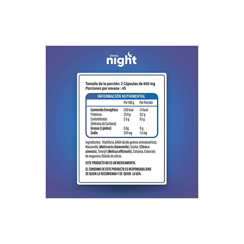 Deep Night Sueo Reparador, Profundo y de Calidad Ingredientes Triptfano,