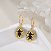 Black Onyx Earrings Sterling Silver Oval Drop Earrings 18K Yellow