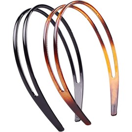 Galepromot 2Pcs Plastic Hairband Headband Double Row Hair Hoop Headwear, Women's Fashion Comb Headbands for Hair Care