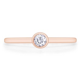 SAVEARTH DIAMONDS 2.5MM Round Cut Lab Grown Diamond Bezel Set Solitaire Stackable Engagement Ring In 14k Rose Gold Over Sterling Silver (0.07 Cttw) Ring Size-7