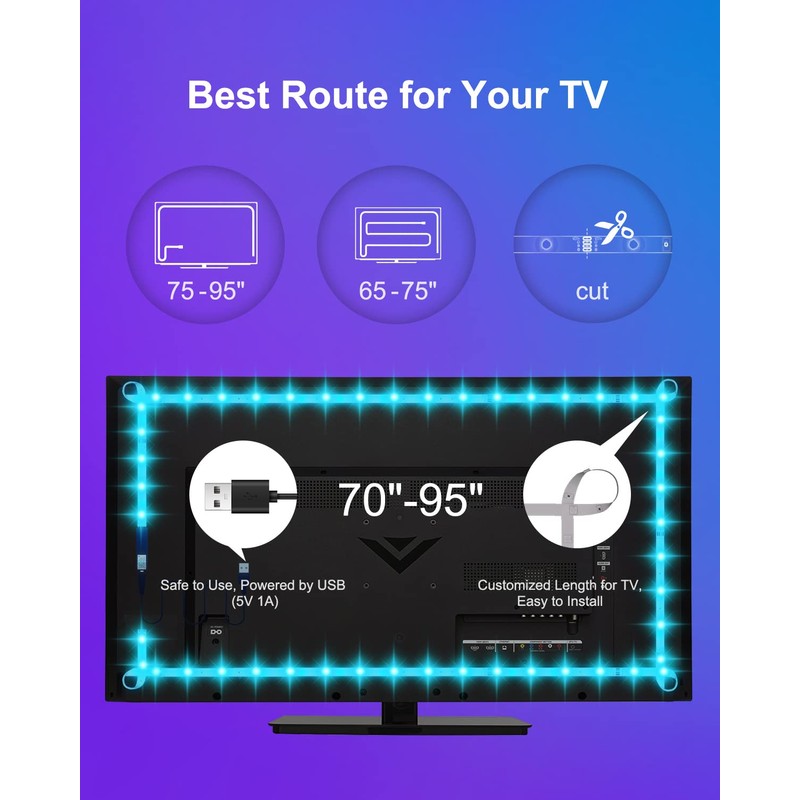 GUPUP Color Changing Bluetooth LED Lights for TV, Smart App