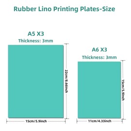 Set of 6 Soft Rubber Lino Printing Plates, Double-Sided, Easy-Carve Soft Lino Block, Rubber Lino Printing Plates for Engraving, for Carvings Stamp DIY Craft (3 Sheets A5 + 3 Shee A6）