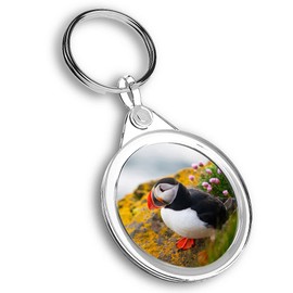 DV DESIGN Round Keyring Keychain - Atlantic Puffin Bird Farne Islands Nature #21164