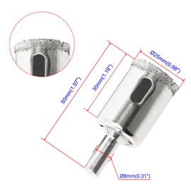 Ohamtes 2Pcs cutting diameter 25mm(1") diamond drill bits, hollow drill bits, hole saw diamond bits, suitable for opening holes in glass, ceramics, marble and other materials