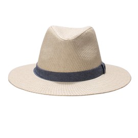 Dockers Men's Straw Fedora Hat, Navy, Small-Medium