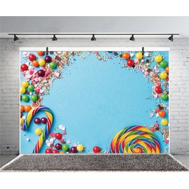 Leyiyi 7x5ft Photography Background Merry Christmas Backdrop Candy Cane Lollipop Conffiti Party Cracker Chocolate Vintage Grunge Board Blank Happy Birthday Baby Shower Photo Portrait Vinyl Studio Prop