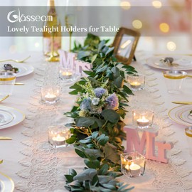 Glasseam Tealight Candle Holder Set of 6, Square Votive Candle Holders for Table Centerpiece, Clear Small Glass Candle Holder, Cube Mini Tea Lights Candle Holder for Floating Candles Wedding Decor