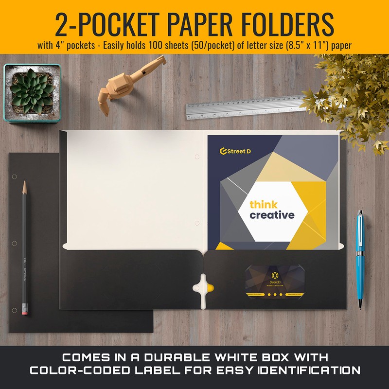 Better Office Products Two Pocket Portfolio Folders, 50-Pack, Brown, Letter