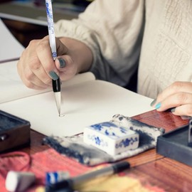 18Pcs Chinese Calligraphy Brushes Set with Writing Paper Roll-Up Brush Holder Shanlian Hubi Writing Brush Kanji