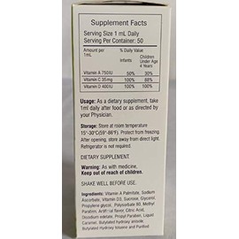 Tri-Vite Liquid Vitamins A, C & D Supplement Drops (Bubble Gum Flavor) for Breastfed Infants, 50 mL Dropper Bottle by Akron