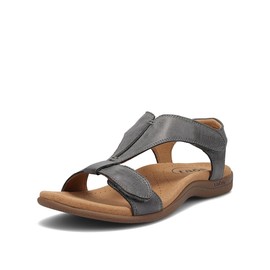 Taos The Show Premium Leather Women's Sandal - Experience Everyday Style, Comfort, Arch Support, Cooling Gel Padding and an Adjustable Fit for Exceptional Walking Comfort Steel 8 (M) US