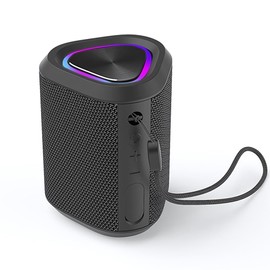 POSKOU Portable Bluetooth Speakers Enhanced Bass IPX5 Waterproof Outdoor Speaker with Hang Rope - Black