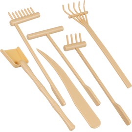6pcs Mini Zen Garden Rake Tool, Zen Garden Rake Tools Desktop Sand Rock Push Drawing Pen Zen Garden Accessories(Beige)