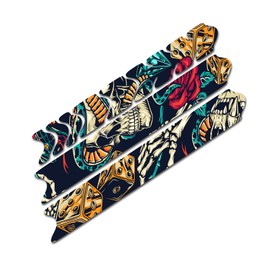 AlphaShield Bicycle Frame Protector, Chain Stays Protection Film, Sticker, Frame Protection, Carbon, MTB, BMX, Paint Protection Film, R161 (23 Skulls and Snakes)