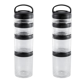 2X Stackable Snack Containers for Kids and Adult, 4 Stackable Snack Cups for School and Travel Transparent Black