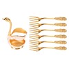 6Pcs Coffee Dessert Fork Set Metal Swan Base Holder Dessert