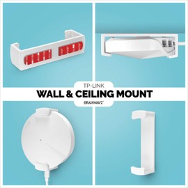 Brainwavz - Soporte de montaje en pared y techo para TP Link, resistente soporte de cinta VHB, sin tornillos ni herramientas, fácil de instalar, color blanco