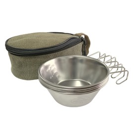 Camping Moon S220-4P+B Camping Cup, Stainless Steel, 10.1 fl oz (310 ml), Set of 4, Storage Case Included