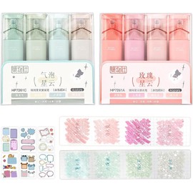 MMSZHL Nebula Color Glitter Highlighter, 8 Pcs Marcadores de Brillo, Resaltador de Brillo, Bolígrafo Flash Multifuncional para Bricolaje Diario para Tomar Notas Tomar Notas Brillantes (Verde+Rosa)