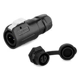 CNLINKO LP-12 IP68 Industrial Waterproof Connector Quick Plug Circular Connector PBT Plastic Shell Aviation Connector M12 2-8 Pin Thread Socket (2 Pin)