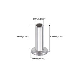 uxcell 100 Pcs 2mm x 6mm Aluminum Flat Head Semi-Tubular Rivets Silver Tone
