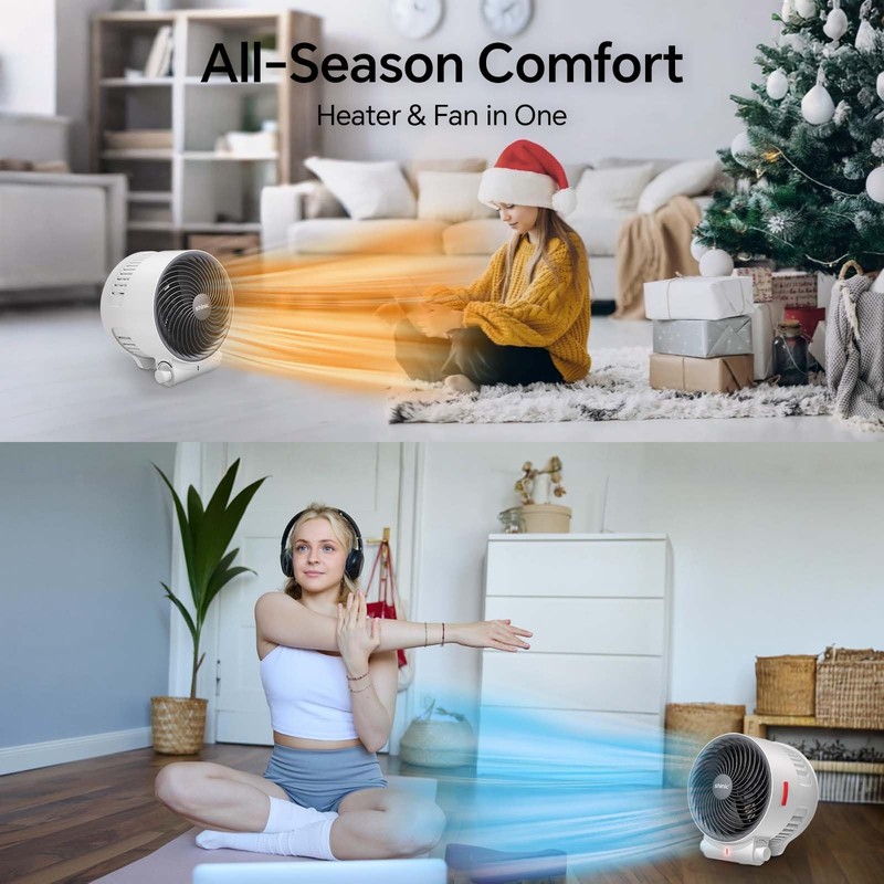 Shinic 2-in-1 Heater and Fan Combo,1500W Portable Space Heater with