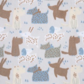 Mook Fabrics Printed Super Soft Velour Fleece (60'' Wide) Double Brushed - Dogs, Grey Cut by The Yard
