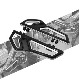 HCmotorku Driver Floorboards Rider Front Footboards Pedal Foot Peg Fit For Harley Touring Road King Road Glide Electra Glide Street Glide Softail Dyna Black base Chrome frame