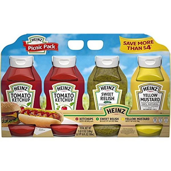 Heinz Ketchup, Mustard, and Sweet Relish Picnic Pack, 4 Pack