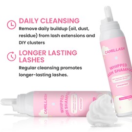 Whipped Lash Cream Shampoo Foam Cleanser | Eyelash Extension Cleaning Bath Kit | Salon & Home Use 100ml Strawberry Pink