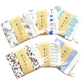 Trampalan Gauze Towel, Hand Towel, Mago Towel Kitchen Towel, Set of 6 Different Patterns, Gauze, Antibacterial, Odor Resistant, Includes Hanging Strap, Made in Japan