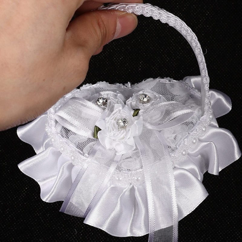 jojofuny 5pcs Wedding Party Heart-Shaped Ring Pillow Elegant Ceremony Ring