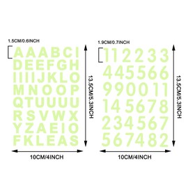 TOMALL 84pcs Glow in The Dark Alphanumeric Luminous Stickers Alphabet Letter Number Set Night Safety Luminous Decals Accessories DIY for Mailbox Laptop Keyboard Wall Ceiling Car Motorcycle (Green-S)