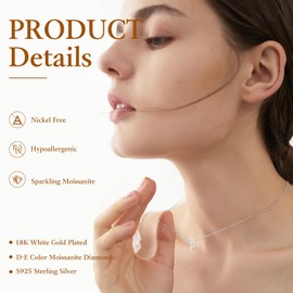 AINUOSHI Moissanite Initial Letter P Necklaces for Women Sterling Silver White Gold Diamond Necklace Jewelry Graduation Birthday Gifts for Her Mom Wife Girlfriend