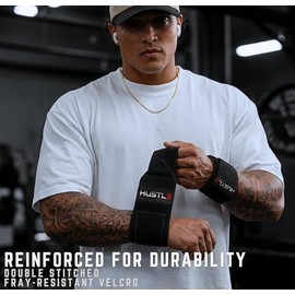 Hustle Athletics Wrist Wraps Weightlifting - Best Support for Gym & Crossfit - Brace Your Wrists to Push Heavier, Avoid Injury & Improve Your Workout 