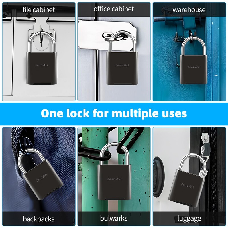 KENRONE Fingerprint Padlock, Biometric Padlock, Smart Padlock with Emergency Key,